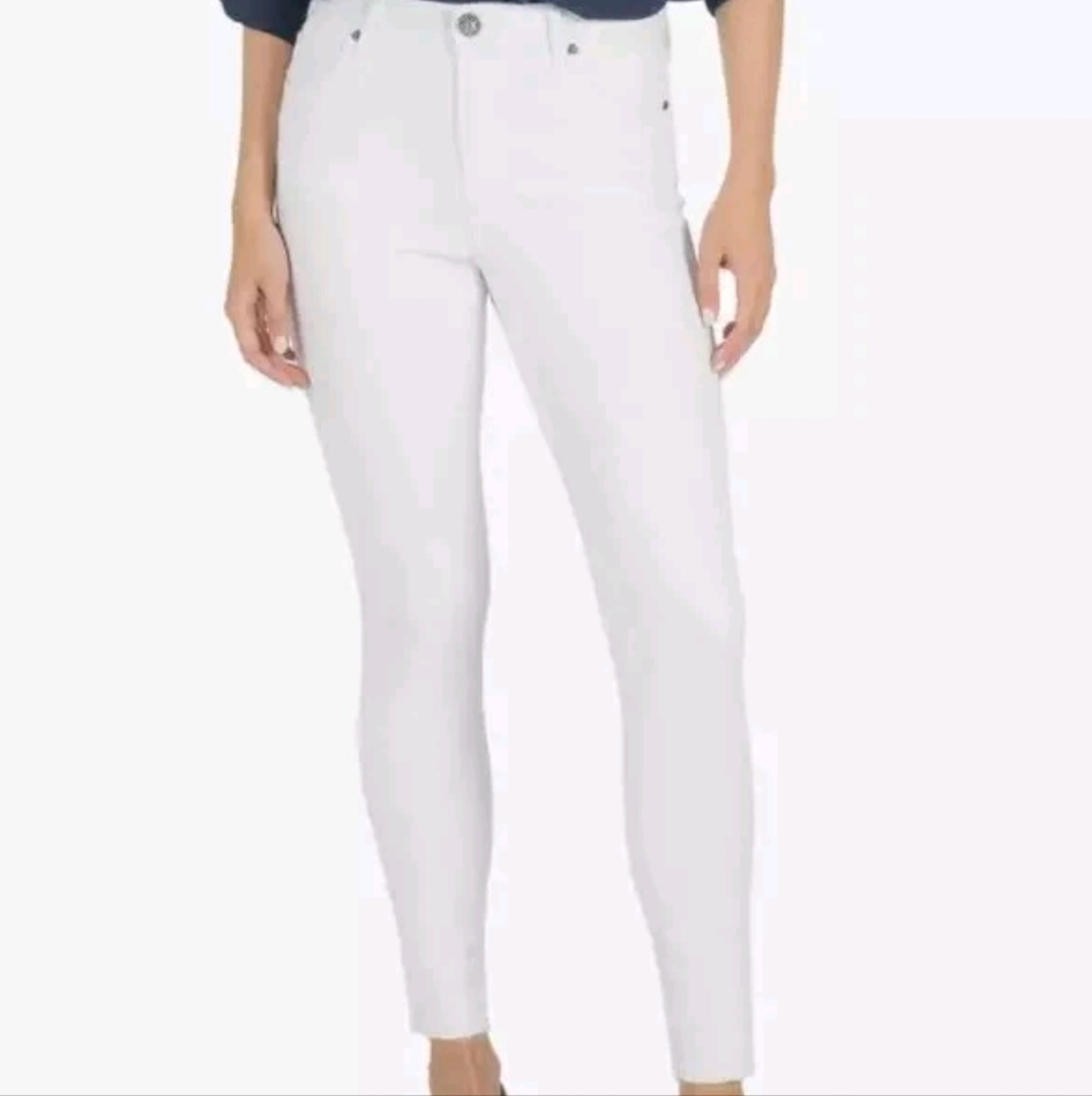 KUT From Kloth Connie High Rise Ankle Skinny Slim White Fray Hem Jean 8(30) X26"